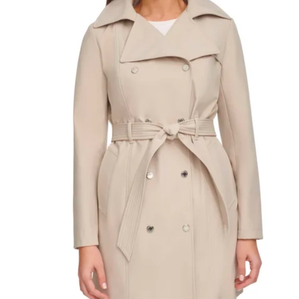 Calvin Klein Ladies' GREEN Medium Trench Coat New with tags - Picture 3 of 8